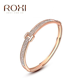 18k Gold /silver Crystal Bracelet Bangle Jewelry For Lady