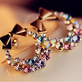 1 Pair Multicolor Crystal Bowknot Stud Earrings Jewelry