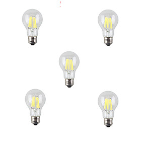 5pcs 8W 760lm E26 / E27 LED Filament Bulbs A60(A19) 8 LED Beads COB Decorative Warm White Cold White 220-240V