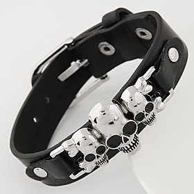 Leather Charm Braceletsunisex European Style Concise Fashion Metal Skull Leather Bracelet Christmas Gifts