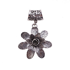 Antique Silver Flower Brooch Scarf Buckle Jewelry Accessories Scarf Ring For Lady