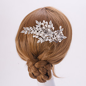 Silver/gold Leaf Flower Shape Crystal Pearl Hair Combs For Wedding Party Lady