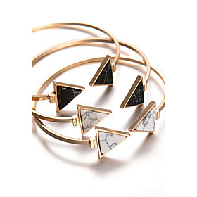 Alloy Trangle Natural Stone Gem Adjustable Cuff Bangle Bracelet Christmas Gifts