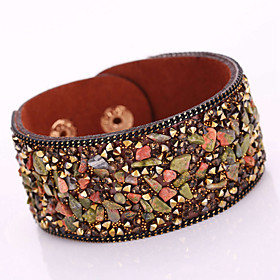 New Fashion Charm Women Magnet Alloy Buckle Leather Shiny Gravel Multilayer Magnetic Width Bangle Bracelet Christmas Gifts