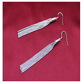 Women 925 Fine Silver Tassel Drop Earrings For Wedding Party