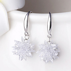 2016 Korean Women 925 Silver Sterling Silver Jewelry Crystal Flower Earrings Drop Earrings 1pair