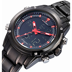Naviforce Luxury Brand Men Fashion Analog Digital Double Time Black Full Steel Quartz Sport Watch Fashion Wrist Watch Cool Watch