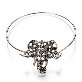 Alloy Silver With Elephant Shape Adjustable Cuff Bangle Bracelet