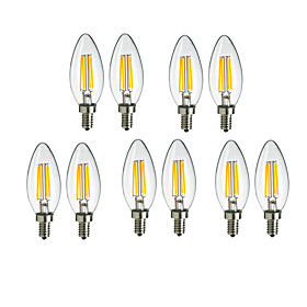 10pcs 4W 360lm E14 LED Filament Bulbs C35 4 LED Beads COB Decorative Warm White / Cold White 220-240V