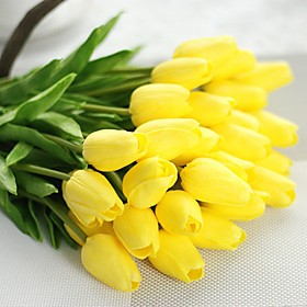 Artificial Flowers 1 Branch Pastoral Style Tulips Tabletop Flower