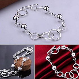 Exquisite Simple Fine S925 Silver Hollow Bead Charm Chain Bracelet For Wedding Party Women Christmas Gifts