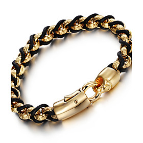 Kalen New 316l Stainless Steel 18k Indian Gold Plated Link Chain Bracelets Male Chainleather Bracelets Men