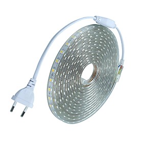 10m 600 LEDs Warm White / White / Red Cuttable / Waterproof 220 V / 5050 SMD