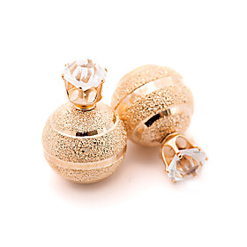 New Arrival Vintage Fashion Solid Color Double Sides Ball Stud Earrings Gold Plated Cute Crystal Earrings For Women