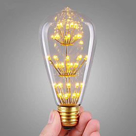 1pc 3W 200lm E26 / E27 LED Filament Bulbs ST64 47 LED Beads COB Dimmable Starry Decorative Warm White 220-240V