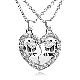 High Quality Best Friends Pendant Necklace Rhinestone Broken Heart Panda Pendants Necklaces For Women Men Friends