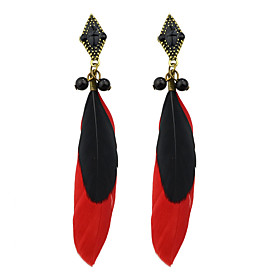 Earring Others Drop Earrings Jewelry Women Fashion / Bohemia Style Party / Daily / Casual Alloy / Feather 1 Pair Red Kayshine