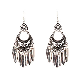 Drop Earrings Rhinestone Alloy Punk Rock Fashion Vintage Bohemian Leaf Geometric Silver Jewelry Party Daily Casual Sports 1 Pair