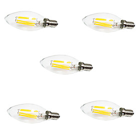 5pcs 6W 560lm E14 LED Filament Bulbs C35 6 LED Beads COB Decorative Warm White / Cold White 220-240V / 5 pcs / RoHS