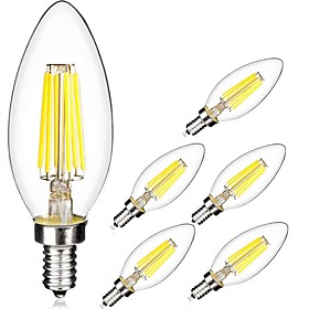 6pcs 5W 560lm E14 LED Filament Bulbs C35 6 LED Beads COB Warm White Cold White 220-240V