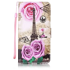 For Lommebok / Kortholder / med stativ / Flipp / Monster Etui Heldekkende Etui Eiffeltarnet Hard PU-laer for AsusAsus ZenFone 3