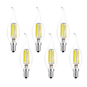 6pcs 7W 750lm E14 LED Filament Bulbs CA35 6 LED Beads COB Warm White Cold White 220-240V