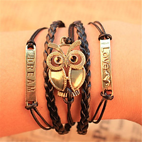 Leather Charm Braceletsunisex Multilayer Leather Bracelet Owl Dream Inspirational Bracelets Christmas Gifts