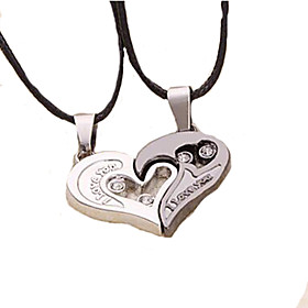 Weet (heart Pendant) Black Leather Pendant Necklace(2 Pc) Jewelry Christmas Gifts