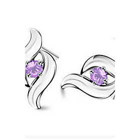 Stud Earrings Aaa Cubic Zirconia Sterling Silver Zircon Cubic Zirconia Alloy Gold White Purple Jewelry Party Daily Casual 1 Pair