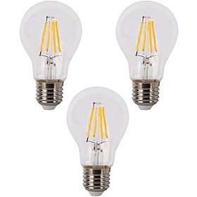 3pcs 3.5W 400lm E26 / E27 LED Filament Bulbs A60(A19) 4 LED Beads COB Dimmable Warm White 110-120V 220-240V