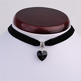 6 Colors Heart Velvet Choker Necklaces Pendants Lace Necklaces Maxi Steampunk Collares Bib Bar Necklace Collier Boheme