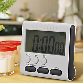 1Pcs Black Square Magnetic Large Lcd Digital Kitchen Timer Count Up Down Alarm Clock 24 Hours With Stand