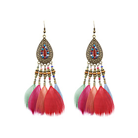 Ethnic Women Acrylic Feather Drop Earrings Classical Feminine Style