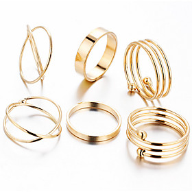 6pcs Ring Wedding Special Occasion Daily Casual Sports Jewelry Alloy Midi Rings 1set6 7 8 Gold