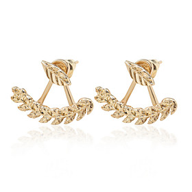 Leaf Stud Earrings Jewelry Wedding Party Daily Casual Alloy 1 Pair Gold Silver