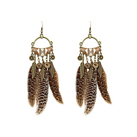 Fashion Women Acrylic Feather Drop Earrings Classical Feminine Style