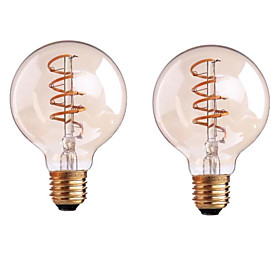 ONDENN 2pcs 4W 400-500lm E26 / E27 B22 LED Filament Bulbs G80 1 LED Beads COB Dimmable Warm White 110-130V 220-240V