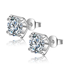 925 Sterling Silver Earrings Heart Aaa Cubic Zirconia Stud Earrings Jewelry