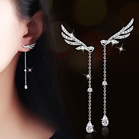 Drop Earrings Aaa Cubic Zirconia Zircon Cubic Zirconia Gold Plated Alloy Wings / Feather Jewelry For Wedding Party Daily Casual 1 Pair