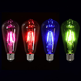 1pc 4W 360lm E26 / E27 LED Filament Bulbs ST64 4 LED Beads COB Decorative Pink / Green / Blue 220-240V