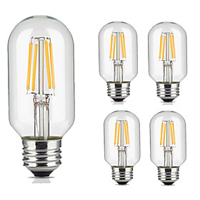 5pcs 4W 360lm lm E26/E27 LED Filament Bulbs T45 4pcs LED Beads COB Decorative Warm White Cold White 220-240V