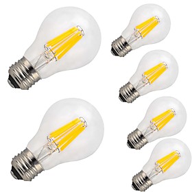 6pcs 9W 1100lm E26 / E27 LED Filament Bulbs A60(A19) 12 LED Beads COB Decorative Warm White Cold White 220-240V