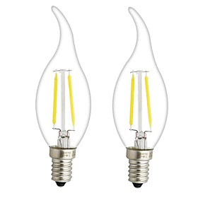 ONDENN 2pcs 3W 300lm E14 E12 LED Filament Bulbs CA35 2 LED Beads COB Dimmable Warm White 110-130V 220-240V