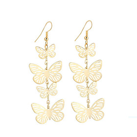 New Hot Fashion Vintage Charm Elegant Plated Gold/silver Hollow Flying Butterfly Drop Earrings For Women Dangle Long Earrings Jewelry Bijouterie