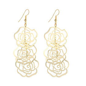 New Arrival Fashion Vintage Beautiful Plated Gold/silver Hollow Rose Flower Drop Earrings For Women Dangle Long Earrings Wedding Jewelry