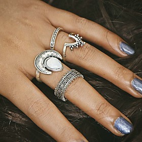 4pcs/set Midi Rings Turquoise Unique Design Fashion Vintage Alloy Jewelry For Party Daily Casual 1set