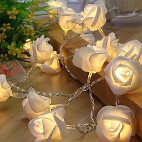10 Led Rose Flower String Strip Fairy Lights For Holiday Wedding Decor Light Powered By AA Battery (Not Include)