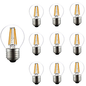 10pcs 4W 360lm E26 / E27 LED Filament Bulbs G45 4 LED Beads COB Dimmable Decorative Warm White 220-240V