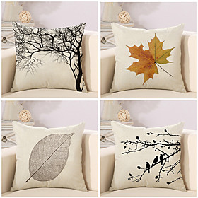 4 Pcs Cotton / Linen Pillow Cover / Pillow Case, Botanical / Novelty / Classic Classical / Retro / Traditional / Classic