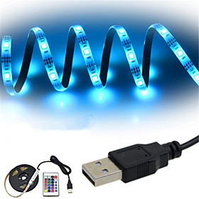 2m RGB Strip Lights 60 LEDs 1 24Keys Remote Controller RGB Cuttable USB Waterproof TV Background Self-adhesive Linkable Decorative 5V 1set